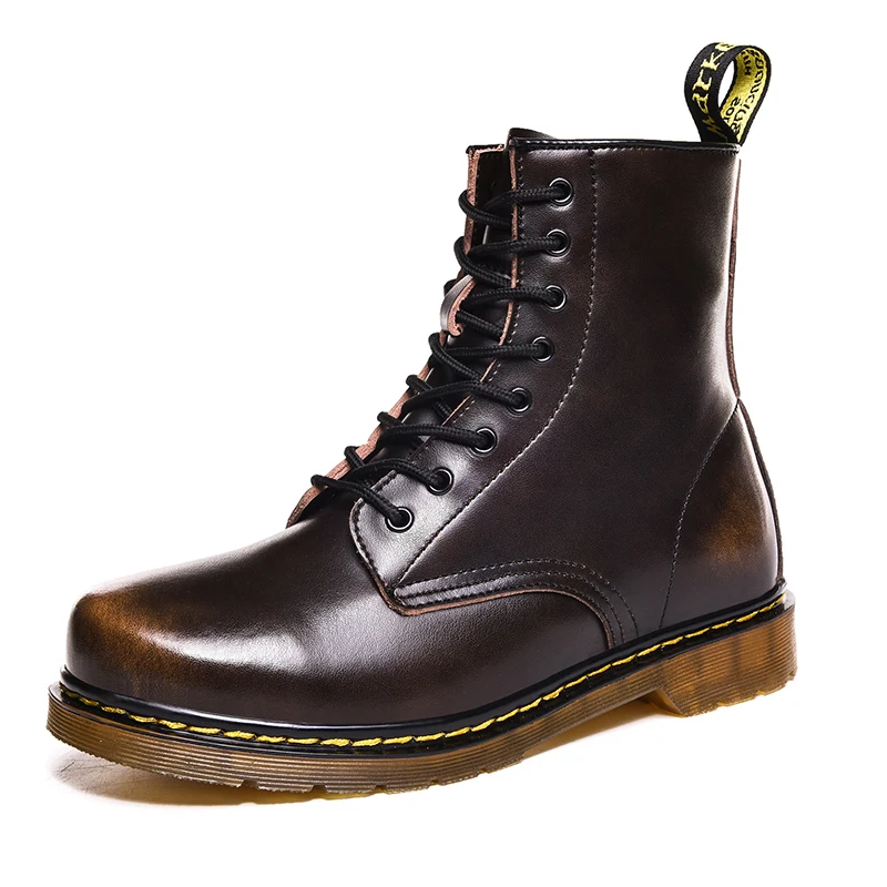 

New Leather boots men's autumn breathable British couple boots retro wild high-top desert tooling shoes men, As picture shown