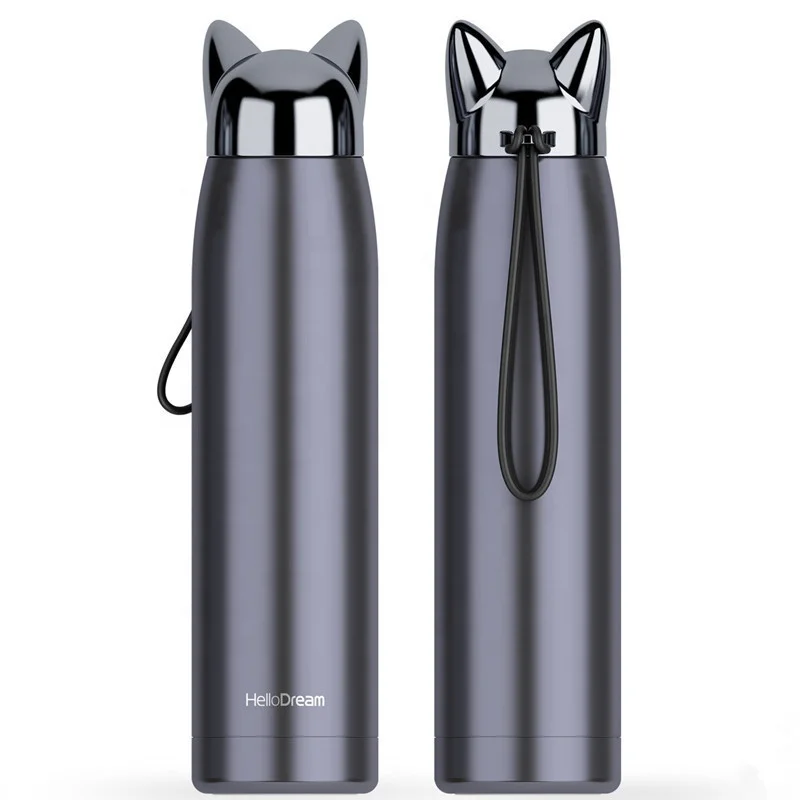 

Wholesale 304 Stainless Steel Water Bottle Fox Vacuum Insulated Thermos Flask for Girls Gift 320ml Fox Thermos Flask, Black, gold, rose, blue