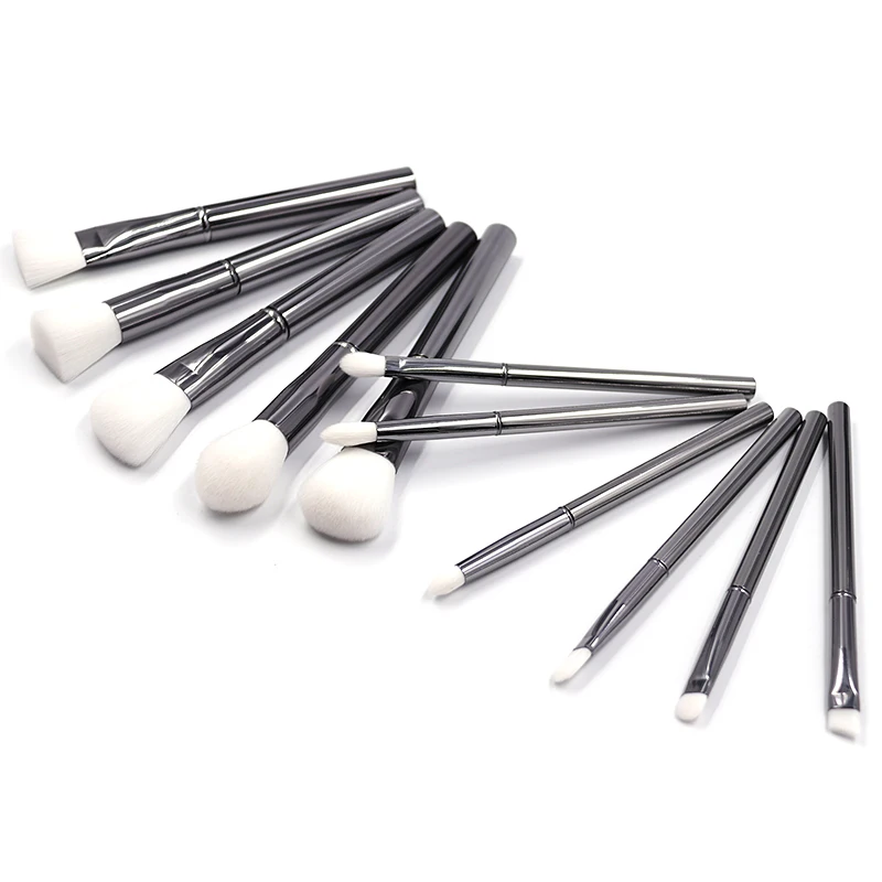 

wholesale 11 pcs silvery pro makeup brush set with synthetic hair, Sliver