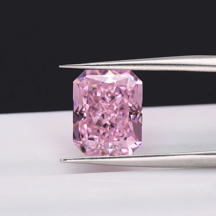 

In stock Wuzhou gems loose cz 4k crushed ice cut octangle octagon shape light pink cubic zirconia cz stones