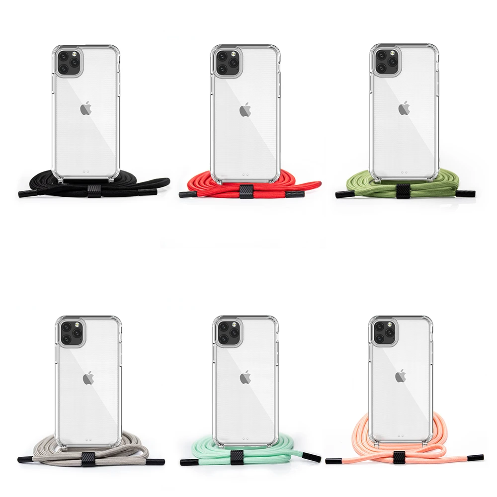 

New For iPhone 11 Clear Case With Removable Necklace Phone Case With LOGO For iPhone Case, 3 colors