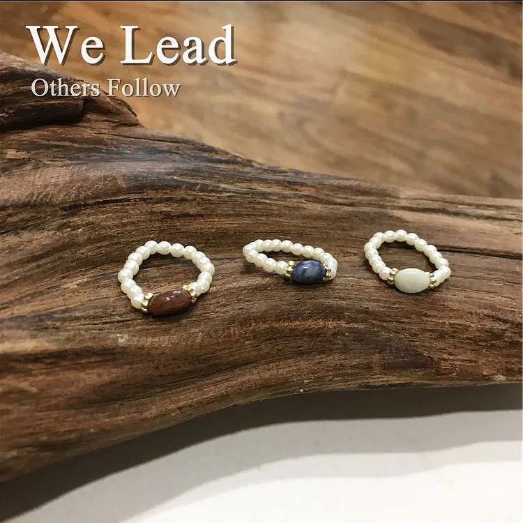 

Pearl Rings Jewelry Women Joint Knuckle Elegant Elastic Stone Ring Fashion Finger Accessories Luxury Pearl Beads Band Rings