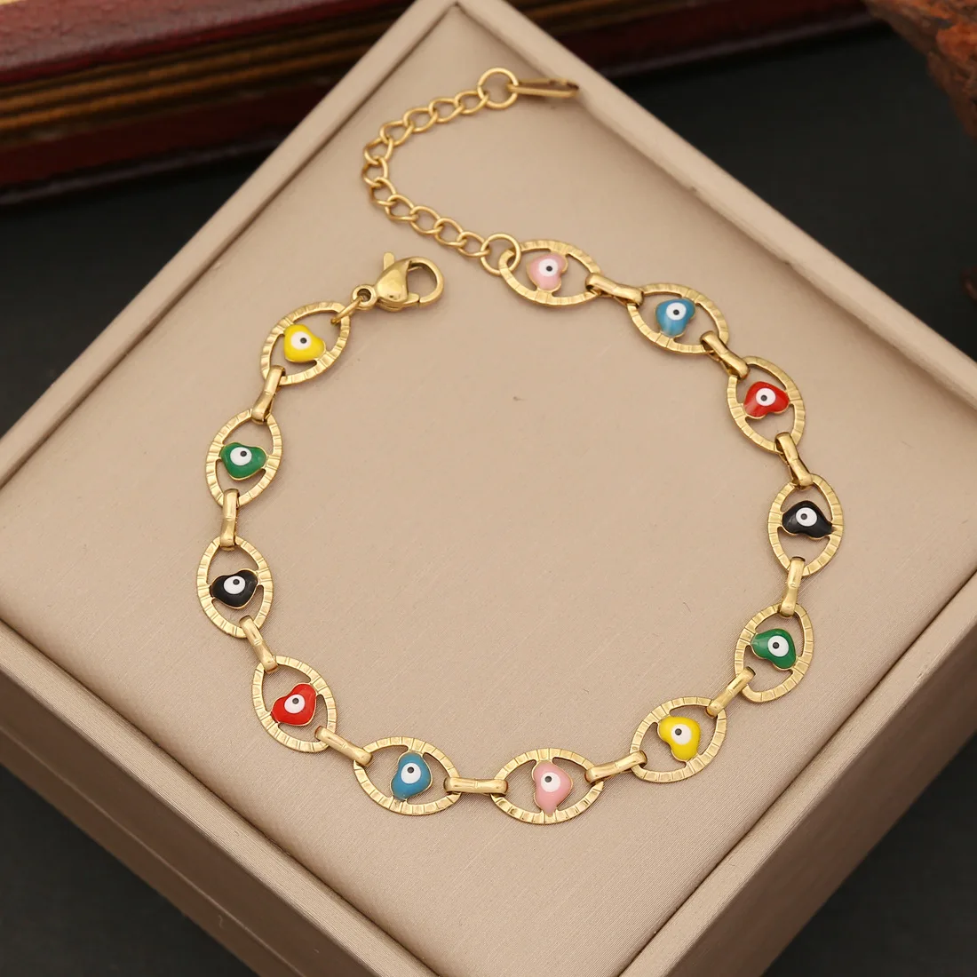 

New Arrivals Drop Oil Evil Eyes Bracelets Fashion Jewelry Women Gold Plated Chain Turkish Blue Eyes Stainless Steel Bracelet