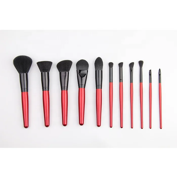 

11pcs Makeup Brushes Customized Red Synthetic Vegan Cosmetic Brush Set