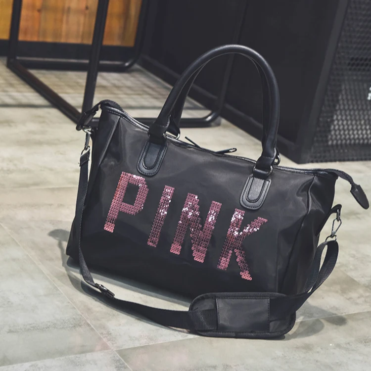 

2020 Trending Hot Sale Custom Logo Overnight Sport Bag Pink Duffle bag Wholesale Waterproof Polyester Gym Bag For Women Gym, Customized color
