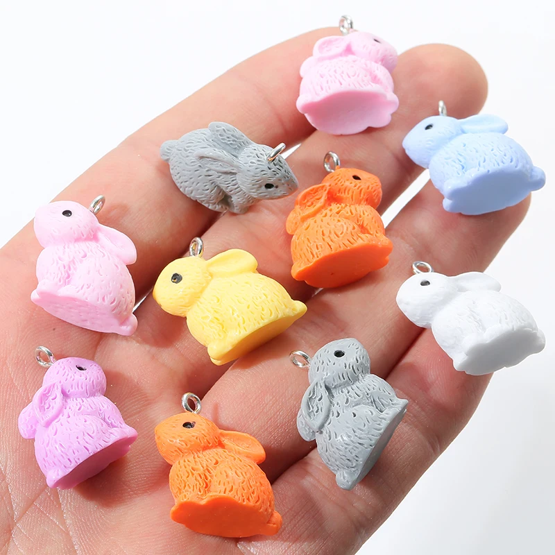 

Rabbit Animal Charms Resin Cabochons Glitter Gummy Candy Necklace Keychain Pendant DIY Making Accessories, As picture