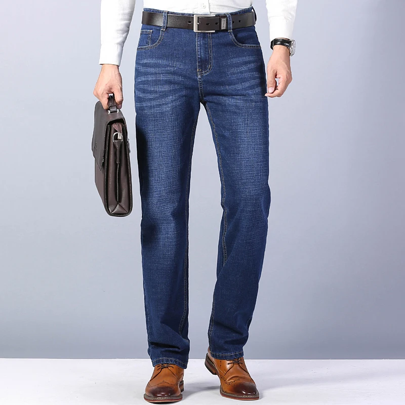 

RTS Denim Pants Male Solid Washed Jeans,Business casual long pants straight skiny jeans for men loose denim jeans, Bule