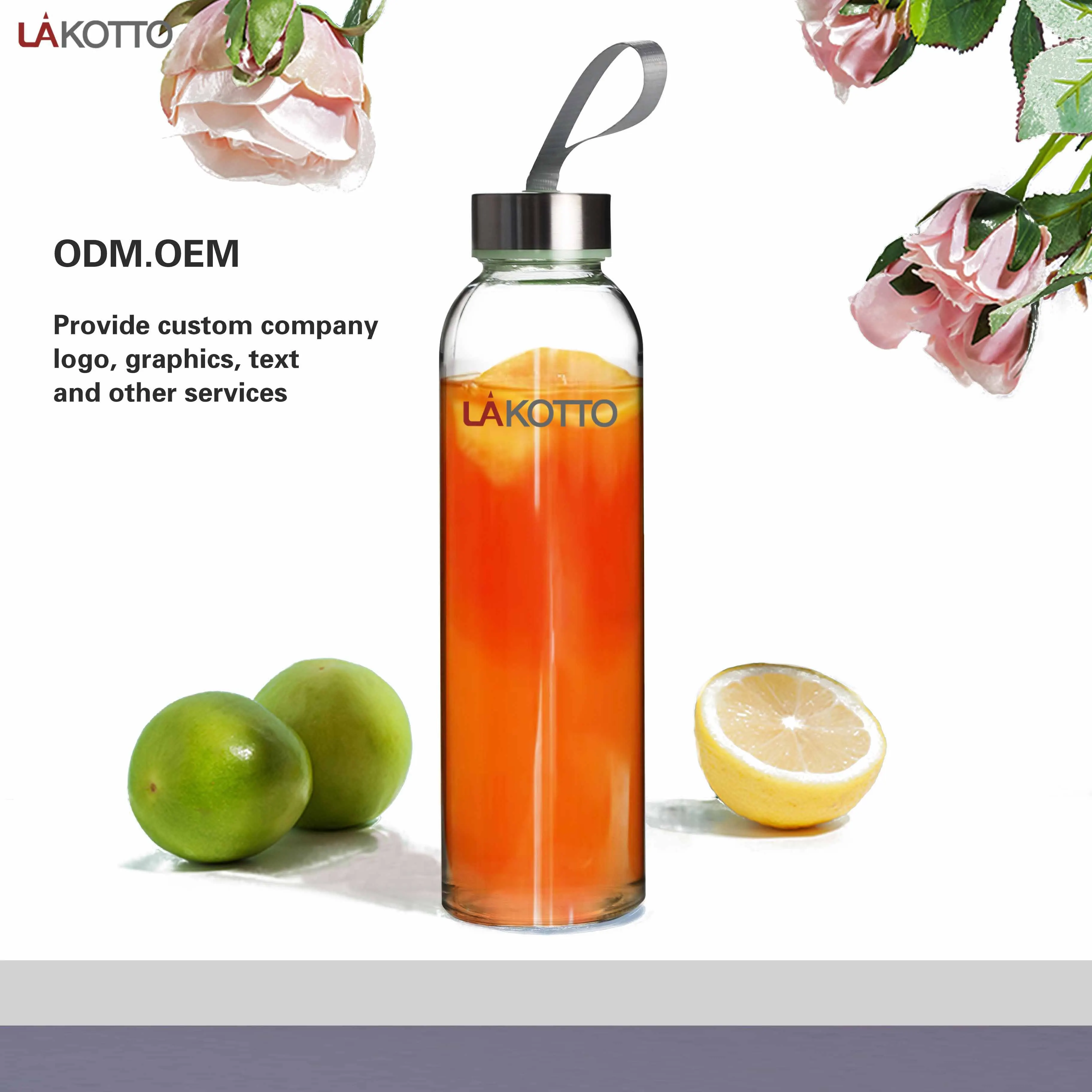 Glass Bottles Eco Friendly Bpa Free Stainless Steel Lid Drinking Bottle