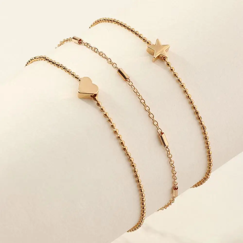 

Factory direct popular jewelry beach simple wind anklet star shape heart shaped multi layer female anklet chain, Picture