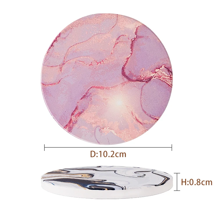

Wholesale Custom High Quality Ceramic Marble Pattern Coaster With Cork Back