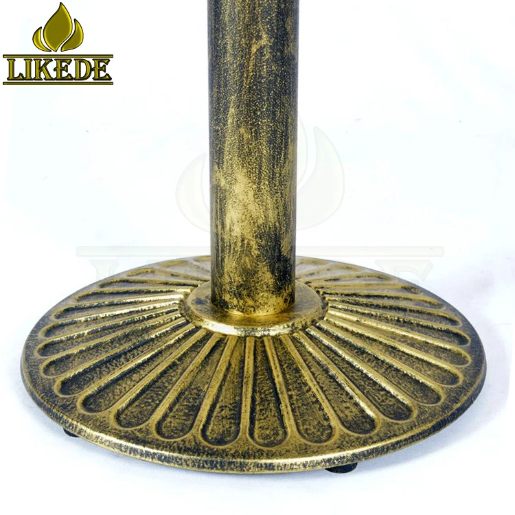 24-Inch Round Bronze Base Cast Iron Bistro Table With Wrought Iron Bar Top for Restaurant Use