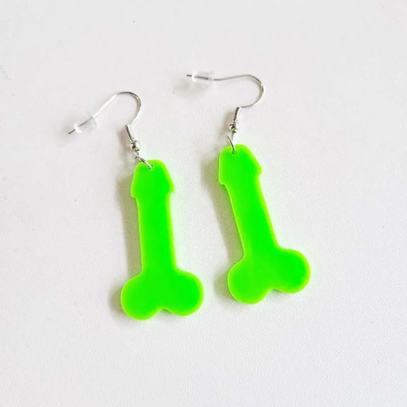 

Transparent fluorescent bright neon Alien snail earrings Creative Trendy street earrings hip-hop stage acrylic broccoli earrings