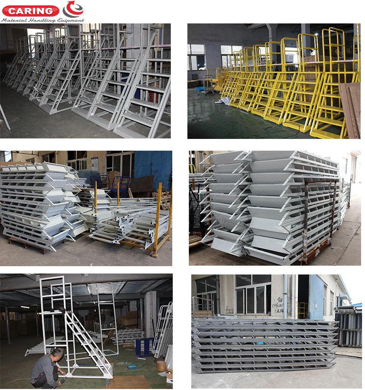 Warehouse Steel Safety Rolling Mobile Platform Ladder With Handrails