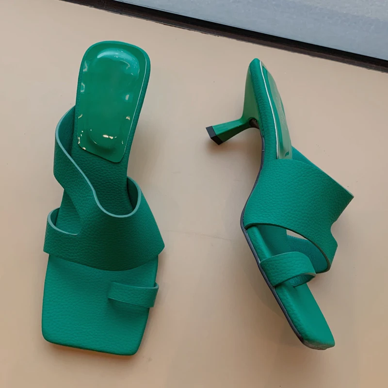 

High Quality Square Clip Toe Flip Flops Slip On Women Slippers Fashion Low Heel Ladies Outdoor Elegant Casual Shoe