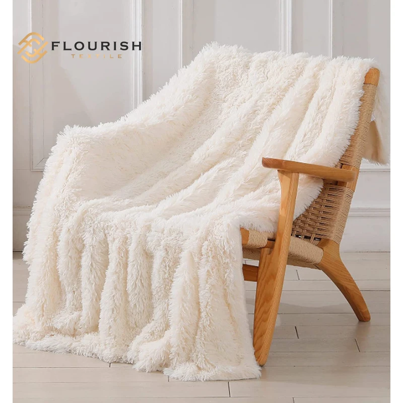 

Flourish Ready to Ship Plush blanket Plain Knitted Blanket Super Soft Couverture De Lit Manta Polar