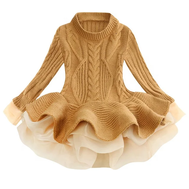 

sweaters for girls 1-8T Organza sweater dress long sleeved princess dress