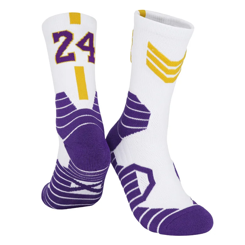 

2022 Wholesale Custom High Quality Cotton Printed custom crew elite basketball socks, Black