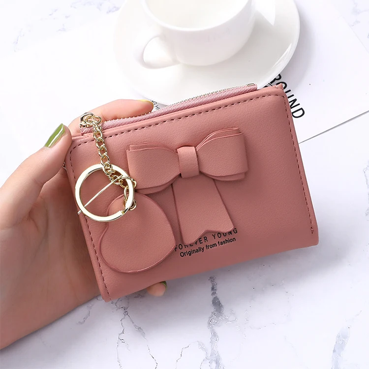 

W425 Custom logo short bow design money bag monedero de mujer luxury cute purses 2022 women mini wallet