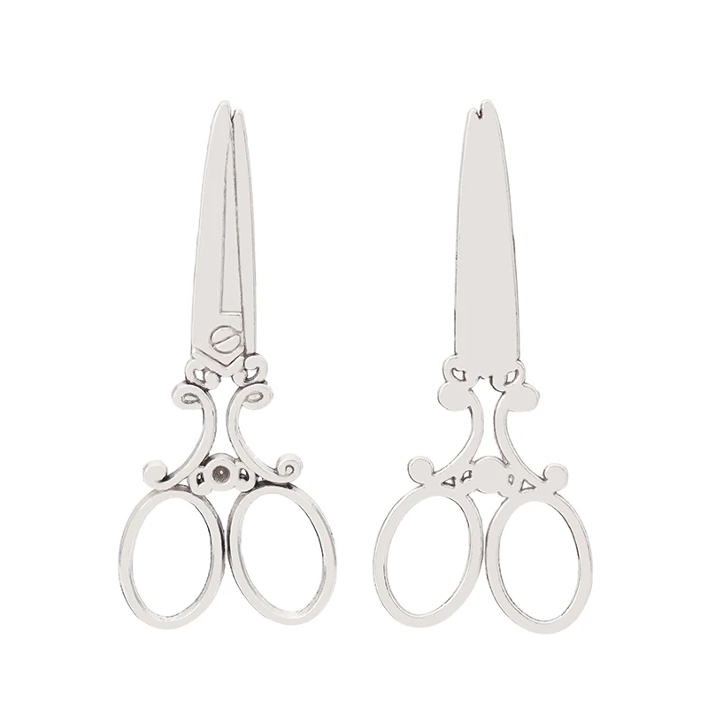 

Tibetan Silver Scissors Sewing Hairdressing 3D Charms Pendants for Necklace Jewelry Making 60x24mm, Antique silver