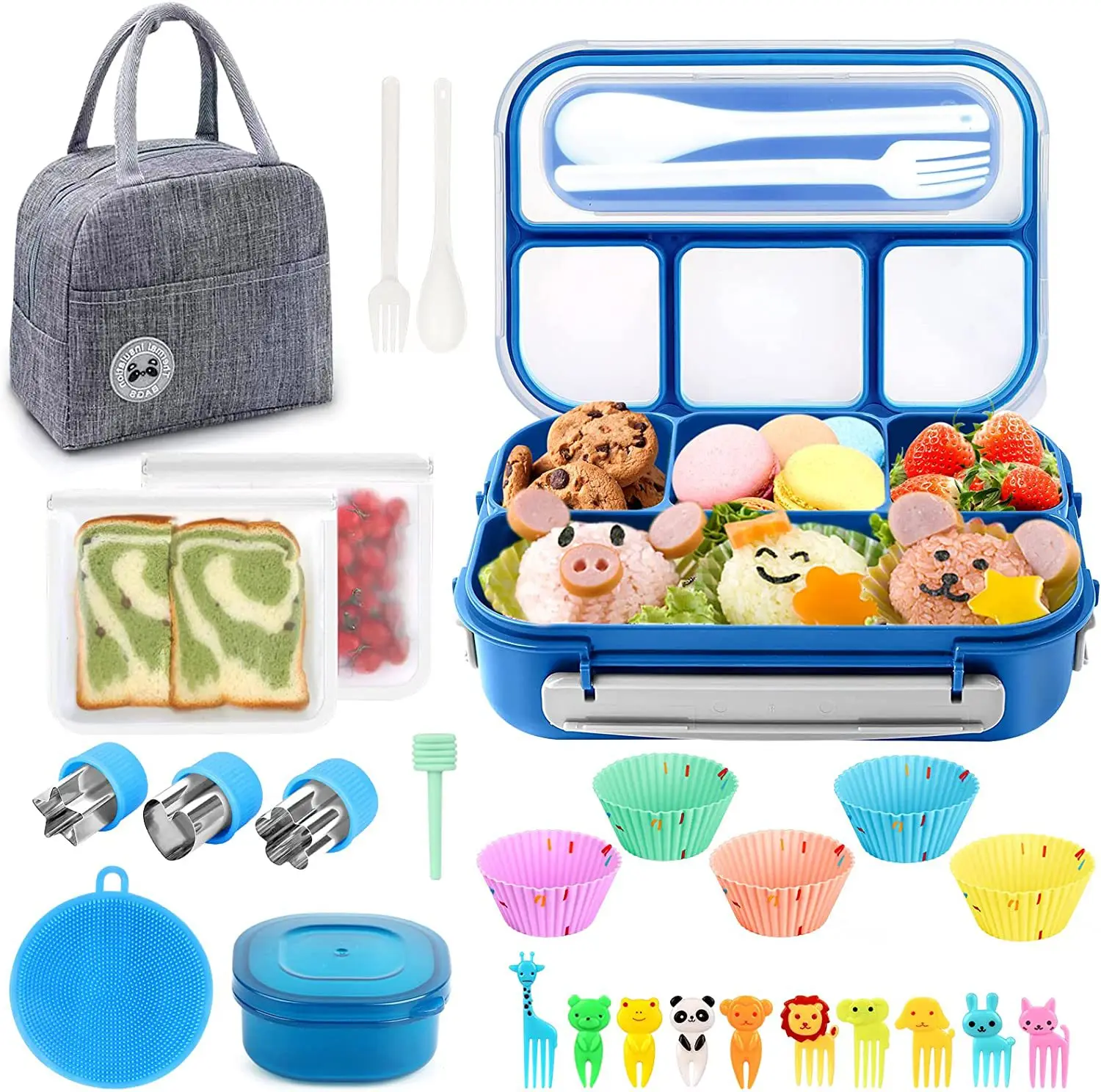 

Hot Online 27pcs Lunch Box Set Heat Preservation Bag Food Sealing Bag Vegetable Cut Lunch Box Set