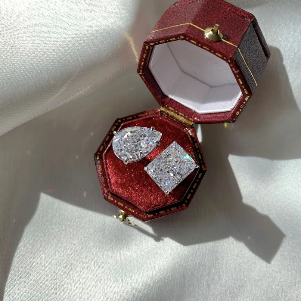 

Wholesale price cz gemstone wedding rings tear drop crushed ice cut 925 sterling silver ring for women