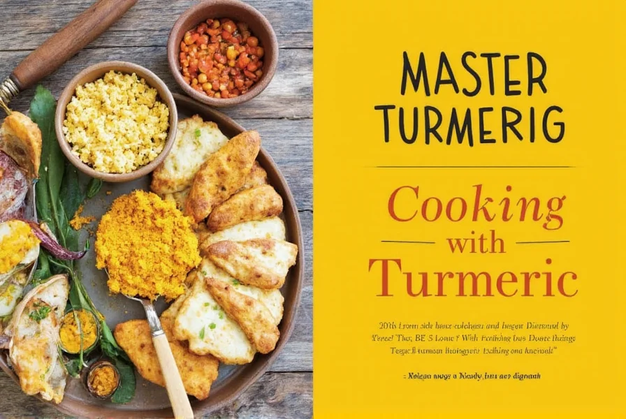 Fresh turmeric root next to ground turmeric spice in jars