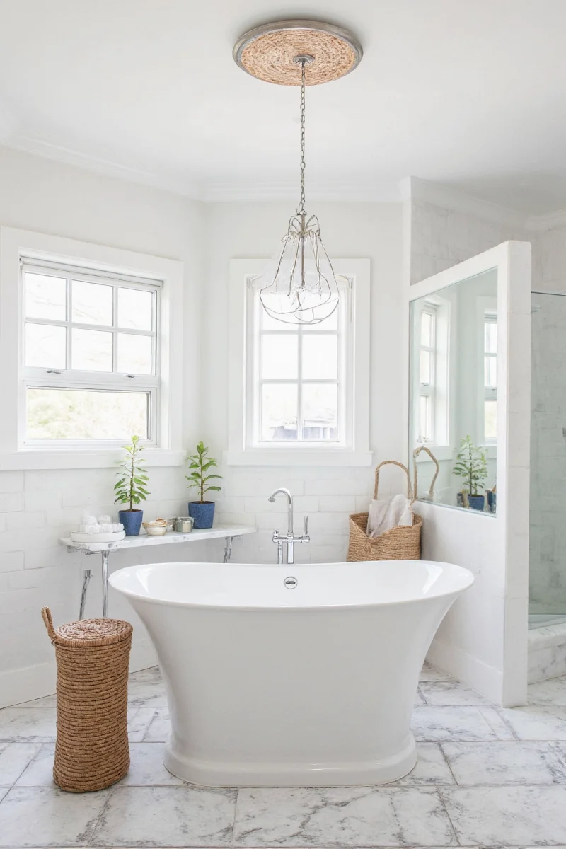 Kids using low drawers and labeled bins in bathroom