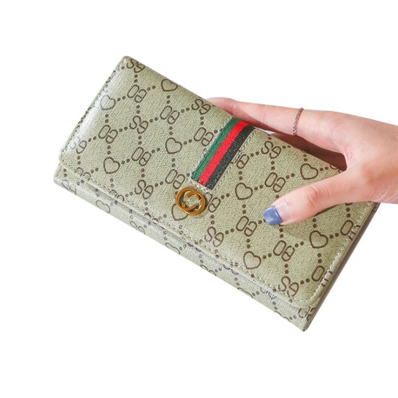 

Hot selling women long wallet textile printing fashion PU leather Leisure handbag purse zipper bank credit cards organizer, Light gray, coffee