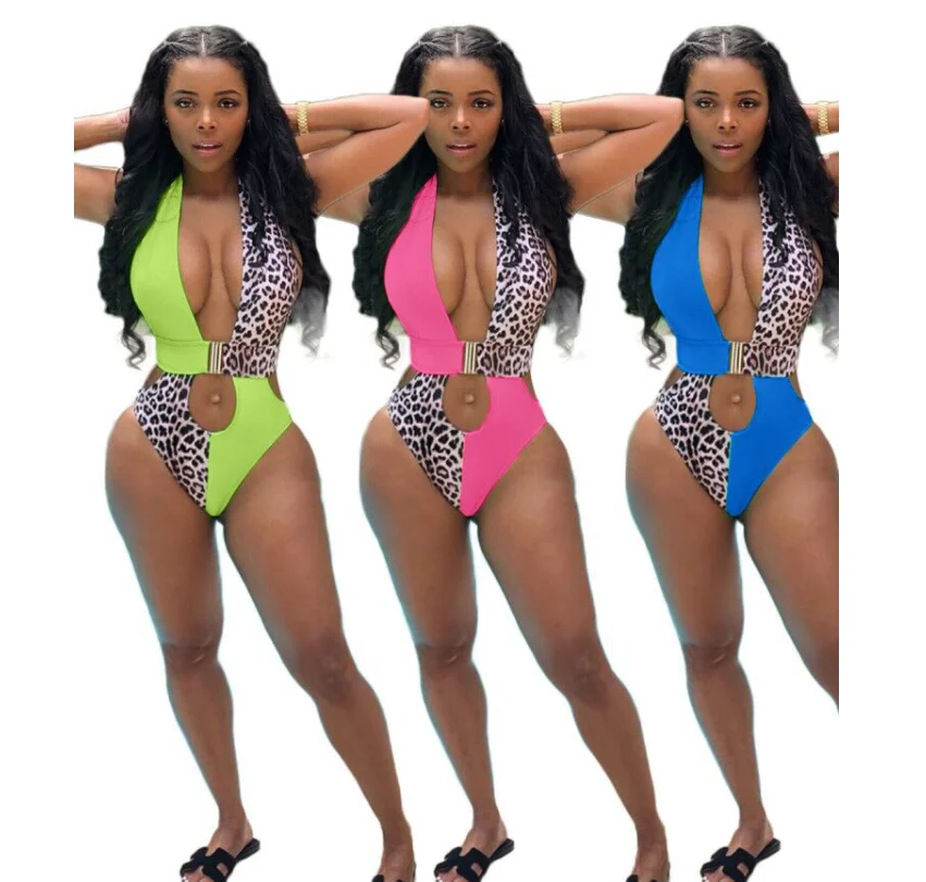 

2021 High Quality Sexy backless digital print one piece sexy swimsuits for women bikini shining colors