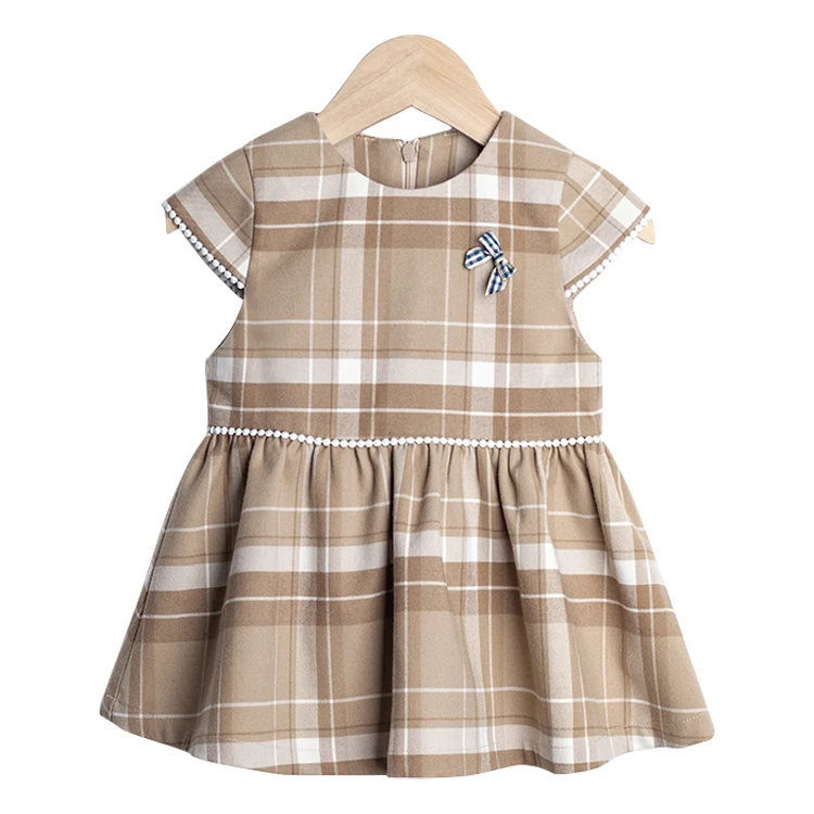 

Boutiques Custom Girls Sweet Princess Summer Excellent Quality Baby Plaid Dress With Lace, Picture shows