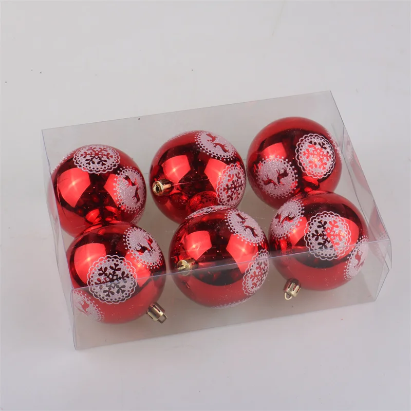 

Hot Sales Christmas Balls Set Shinny Red Hand Painted Plastic Christmas Ball Set Ornaments Hanging Tree Christmas Decorations