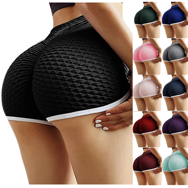

Sexy Women Sports Athletic Gym Workout Fitness Running Yoga Leggings Shorts High Waist Scrunch Butt Yoga Booty Shorts, Customized color