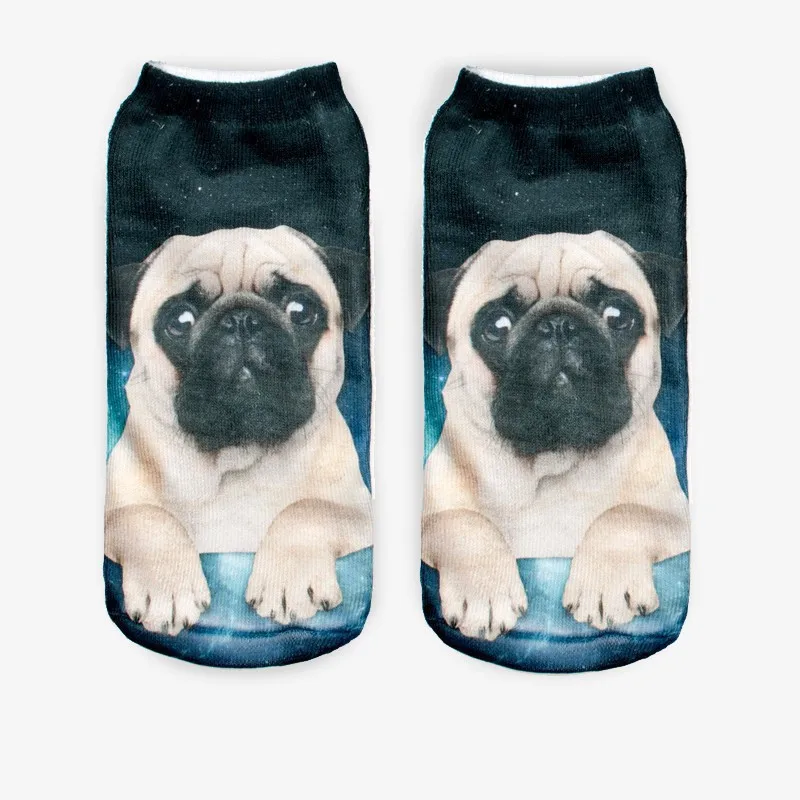 

WIIPU 2020 3D digital printing pattern women's boat socks short children's socks cute pug print socks