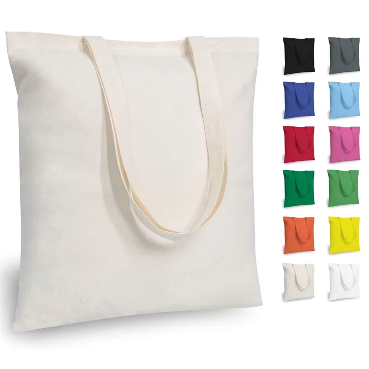 

Plain organic reusable cotton canvas tote shopping custom canvas bag With Custom Logo, White, black and blue