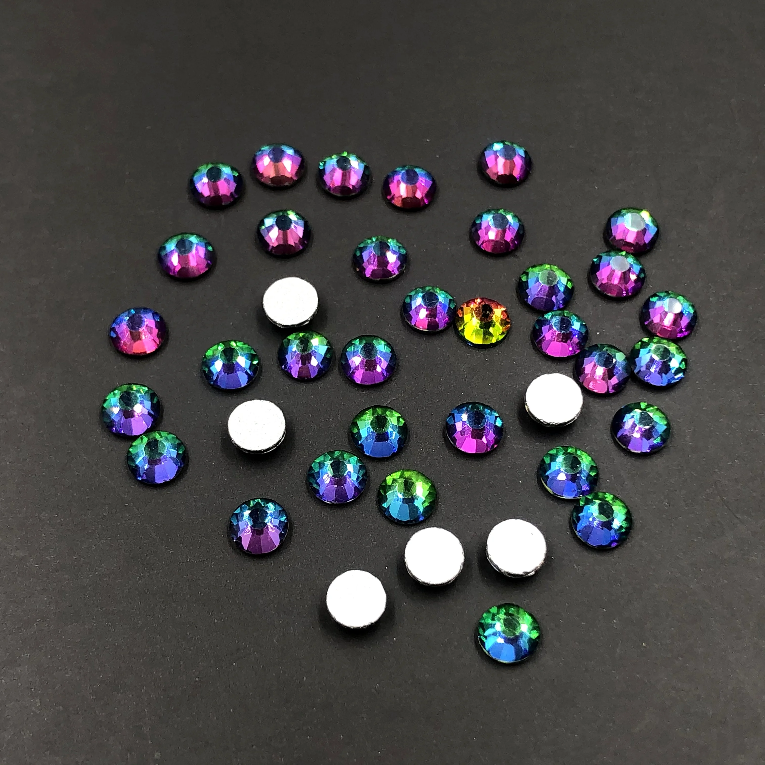 

Wholesale Flat Back Glass Stones Non HotFix Nail Art Loose Green Flame Rhinestones