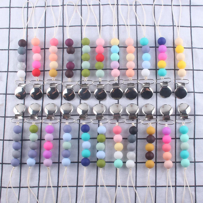

Pacifier Chain Silicone Bead Nipple Clip Teething Chains Anti-drop Chain Pacifier Clips Baby Teething Nipple Holder M43