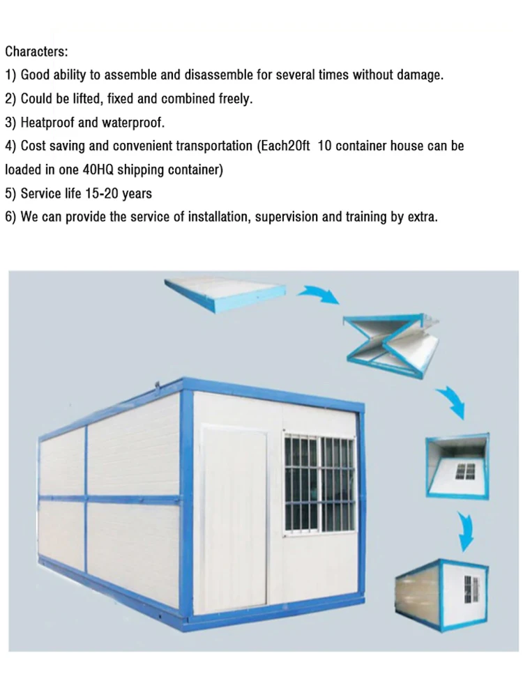 20ft newest best selling prefabricated foldable portable prefab folding container houses homes offices