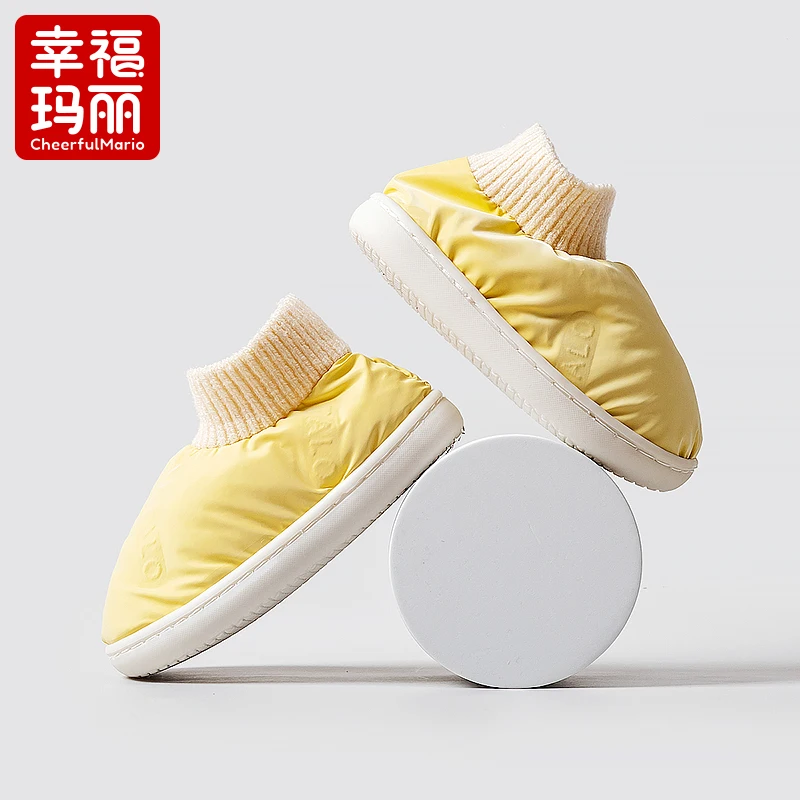

Winter Waterproof Children's Cotton Slippers Boys Indoor Non-slip Warm Kitchen Home Shoes Girls Baby Parent-child Cotton Shoes