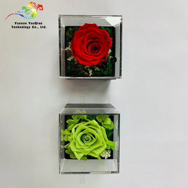 Everlasting Acrylic Flower Box High Quality Preserved Rose In Box