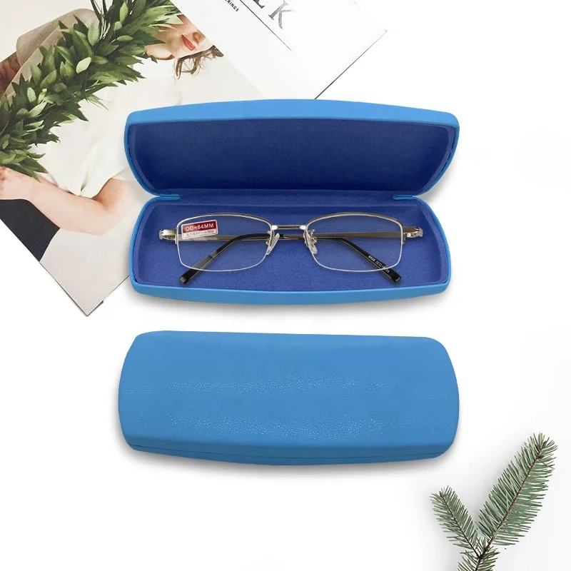 Wholesale hard shell leather metal custom blue glasses case box for children