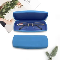 

Wholesale hard shell leather metal custom blue glasses case box for children