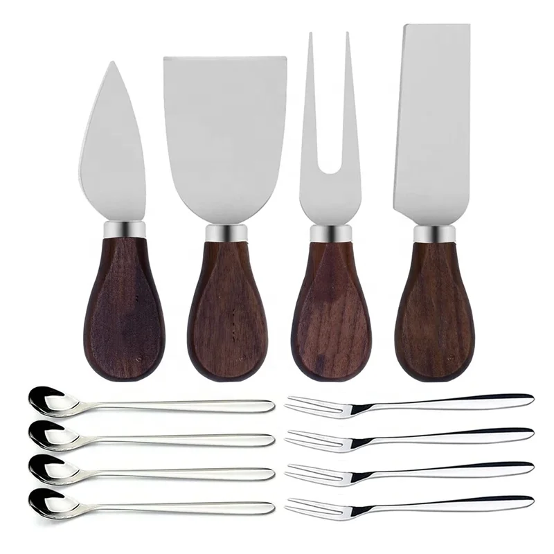 

Spreader Knife Set Cheese Butter Slicer Knife Stainless Steel Cheese Spatula Set With Walnut Wood Handles