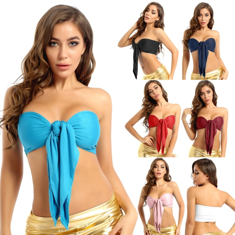 

New Arrived Summer Y2K Women Clothes Candy Color Strapless Lace-up Bra Crop Top