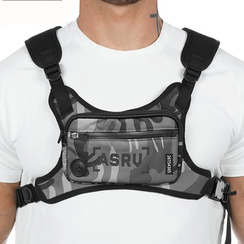 

New Product Durable Multi-function Adjustable Waterproof Reflective Men Sports Strap Chest Rig Bag for Running Jogging, Black/ white/ camouflage