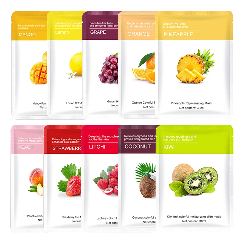 

natrual organic Fruit FaceMask Skin Care Organic Vitamin C Sheet Mask Form and Face Use Moisturizing Korean Facial Mask