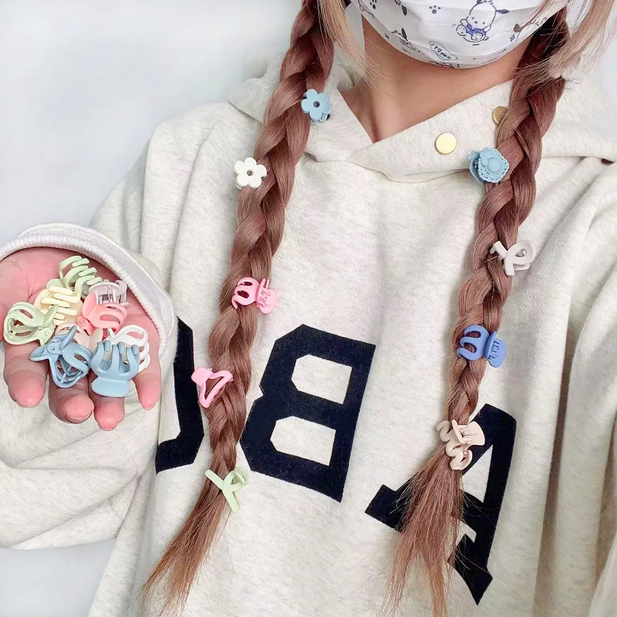 

Fashion plastic matte hair accessories hair claw clips 10 pcs set girls mini claw clip for kids