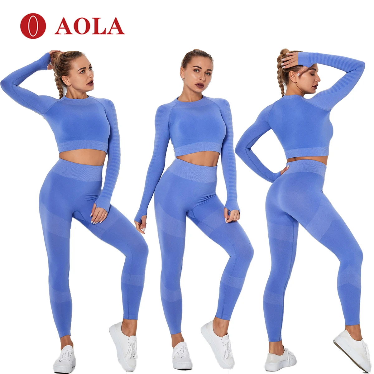 

AOLA Plus Size High waist Seamless Compression Leggins Workout Gym Leggings Fitness Wear Yoga Set