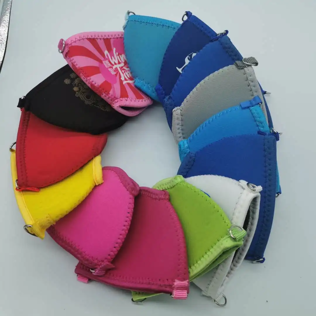 
Insulated neoprene wine glass cup sleeve covers drink holders with printed neck strap 