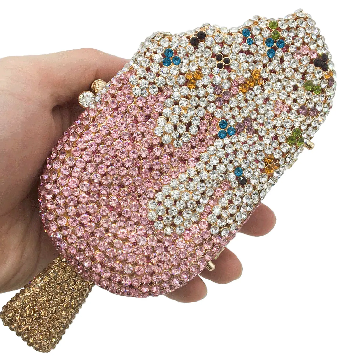 

Luxury New Design Trendy Cute Woman Rhinestones Ice Cream Evening bagClutches Ladies Crystal Popsicle Clutch Purse Party Handbag