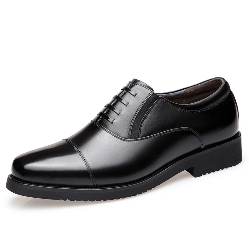 

Men new design business shoes high quality genuine leather dress shoes, Black